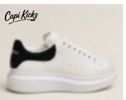 Mens Luxury White Leather Sneakers Alex009